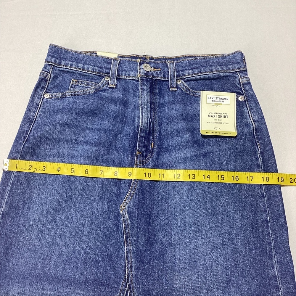 Woman’s Mid Rise Slit Back Denim Maxi Skirt - Picture 13 of 13